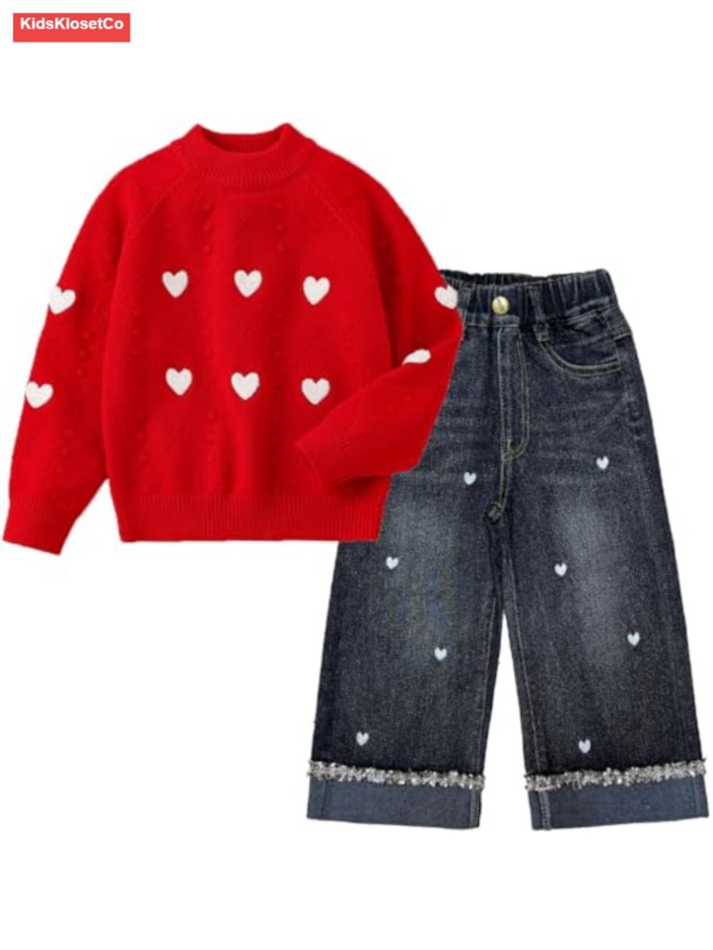 Girls 2-Piece Sweater & Jeans Outfit Set Long Sleeve